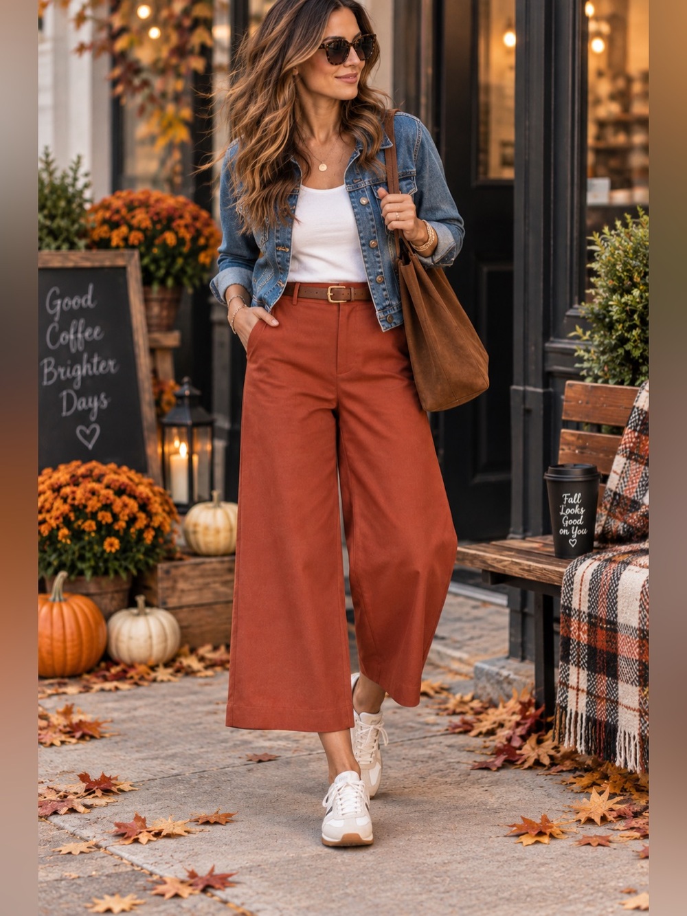 Kate Spade Size 2 Saturday Burnt Orange Cotton Wide Leg Cropped Trousers Pants